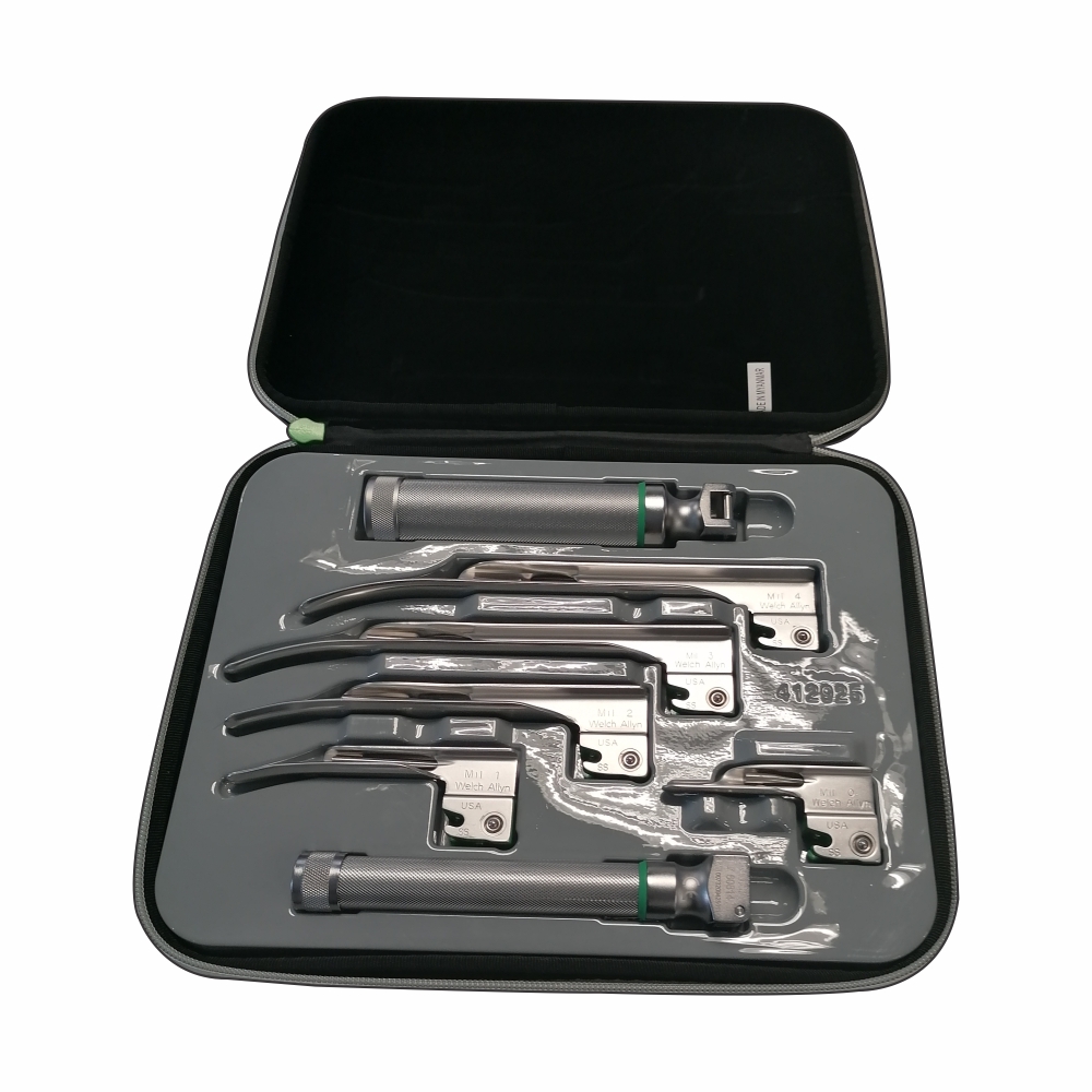 Welch Allyn Fiberoptic Miller Laryngoscope Set Incl Blades 04 (68696